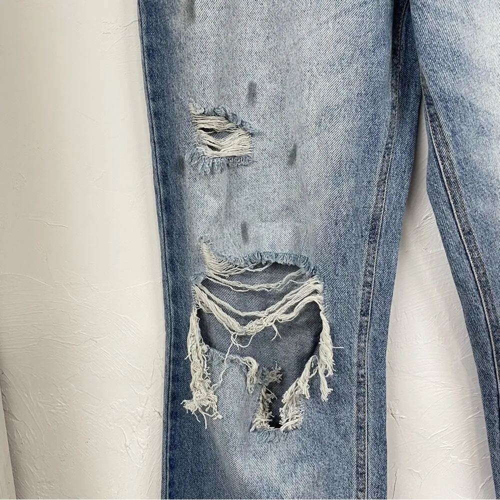 Pacsun Womens Boyfriend 90s Fit Wide Leg High Rise Jeans 30 Destroyed NWT - Image 8