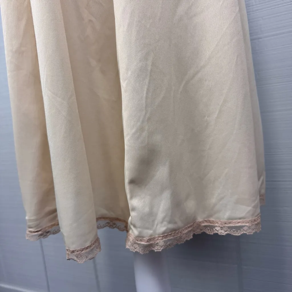 Vintage Sears The Doesn’t Slip Nightgown Lace Slip Dress Sleepwear Lingerie Tan Size M - Image 3
