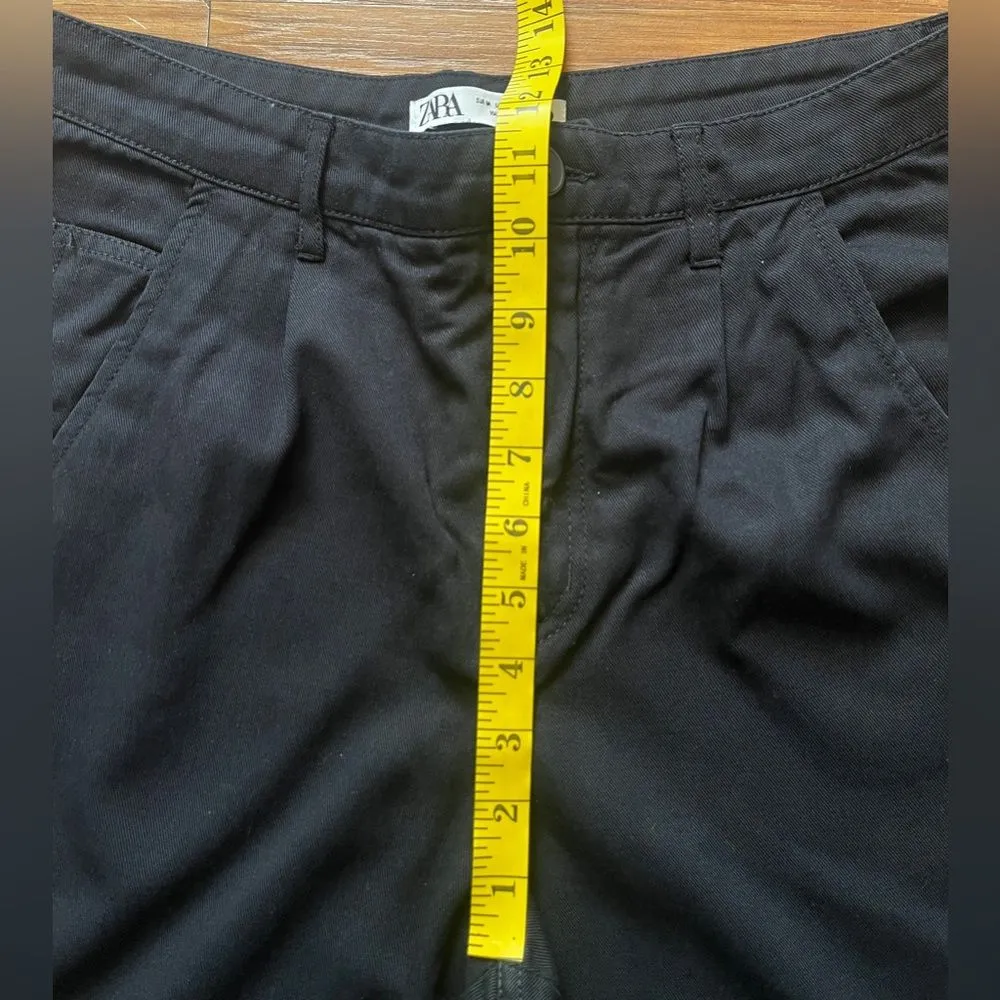 Zara Front Pleated Relaxed Fit Cropped Pants Size M - Image 4