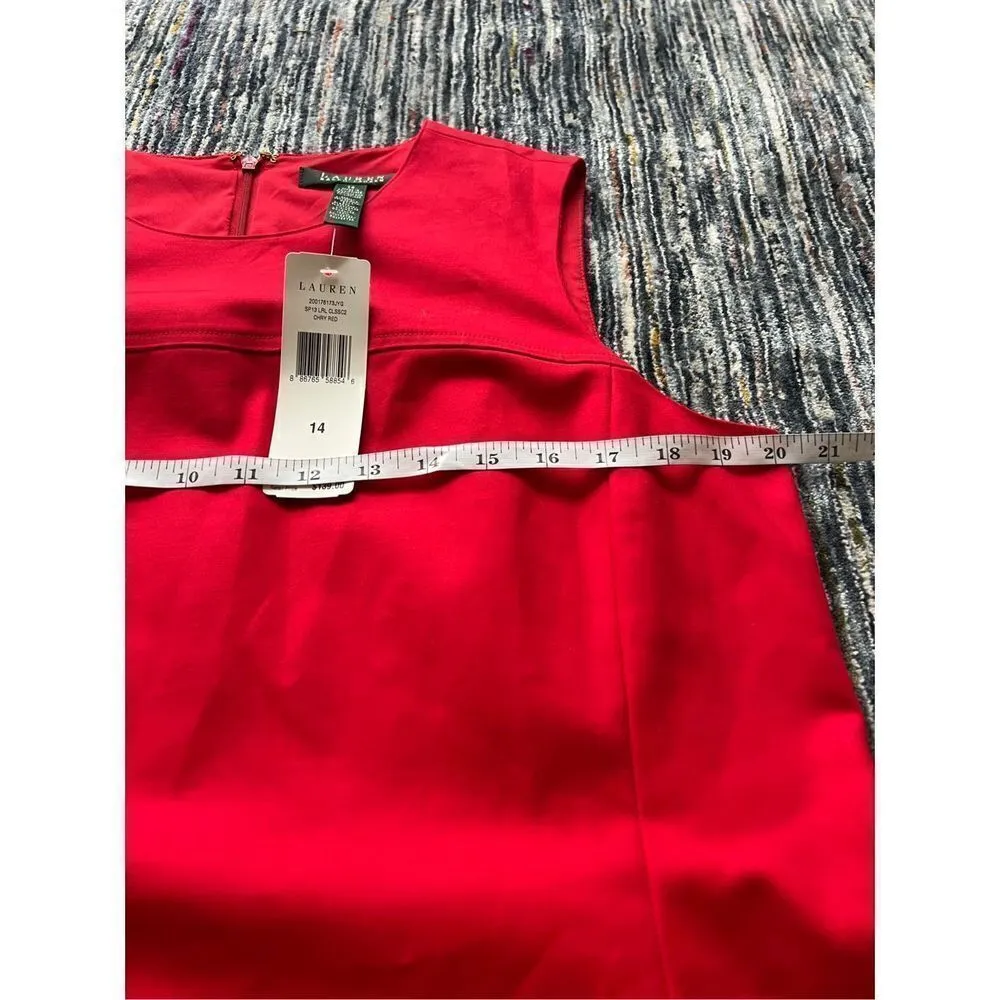 Lauren Ralph Lauren NWT Red Shift dress Career Cocktail Sleeveless size 14 Size L - Image 7
