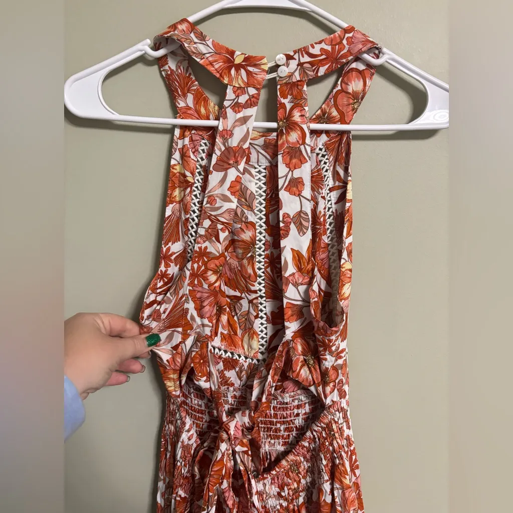 Anthropologie Abel the Label Maxi Dress Tie Back High Neck Size Small 4-6 Floral - Image 4