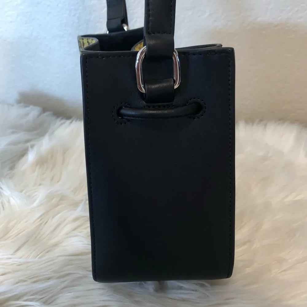 Soleil Mini Leather Drawstring Bucket Bag- Lemon/BLK Snake Print - Image 10