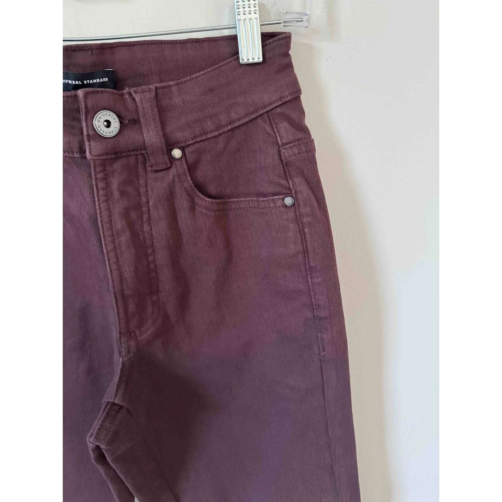 Universal Standard High Rise Straight Stretch Denim Jeans Plum Purpose Sz 00 NEW - Image 3