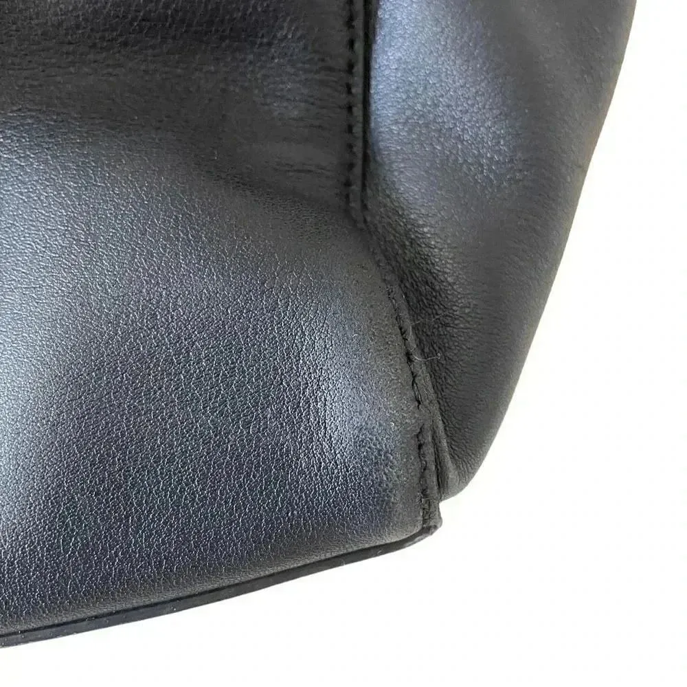 Kate Spade New York Logo Black Leather Tote Double Handles Shoulder Bag Ruffle - Image 4