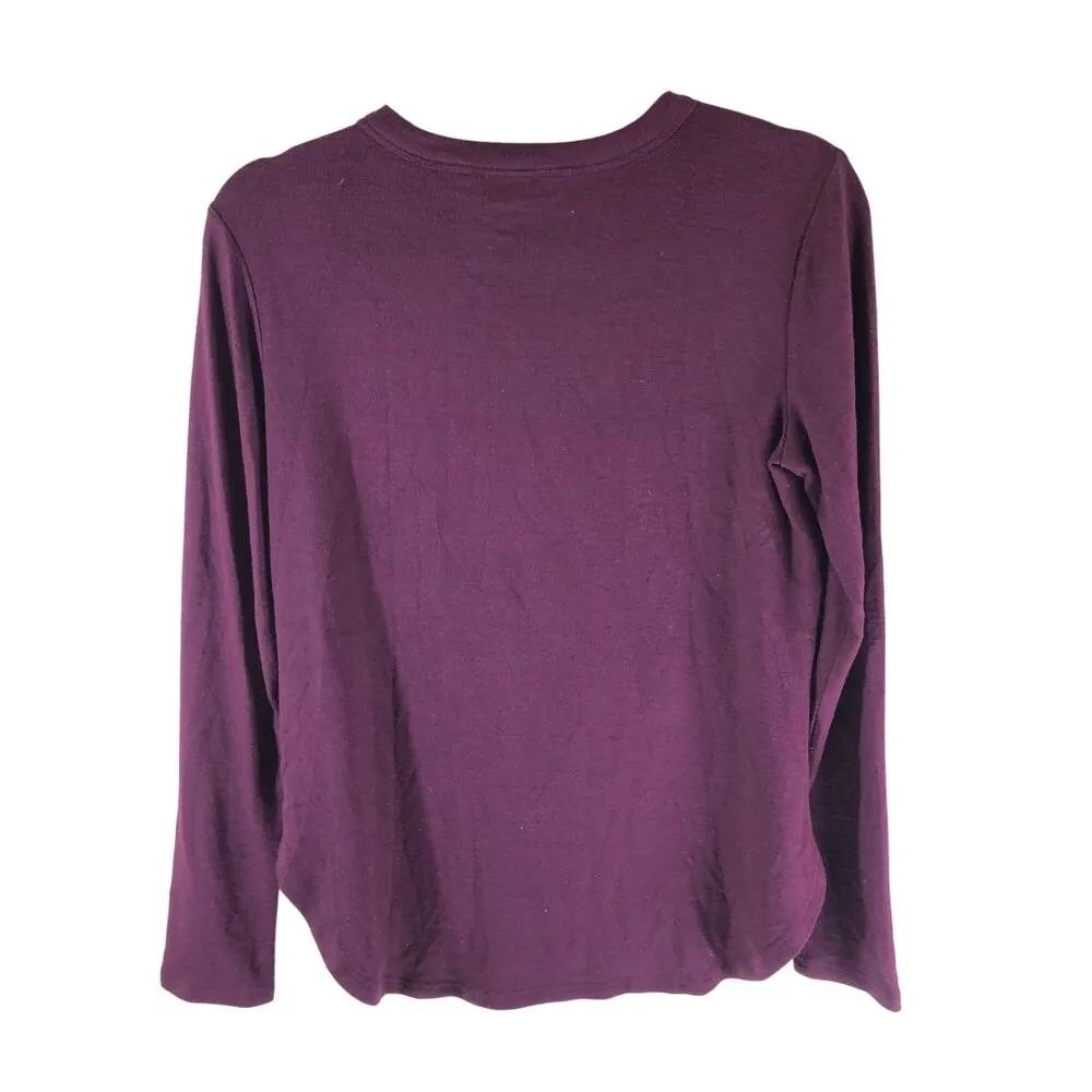 Banana Republic Womens Top Luxespun Relaxed Fit Long Sleeve Crew Neck Purple XS - Image 2