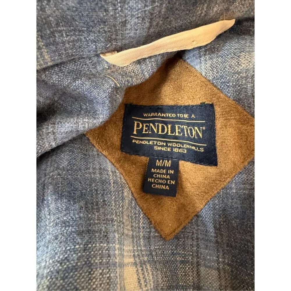 Pendleton Cream Sherpa Flannel Trim Full Zipper Teddy Coat Women’s medium - Image 3