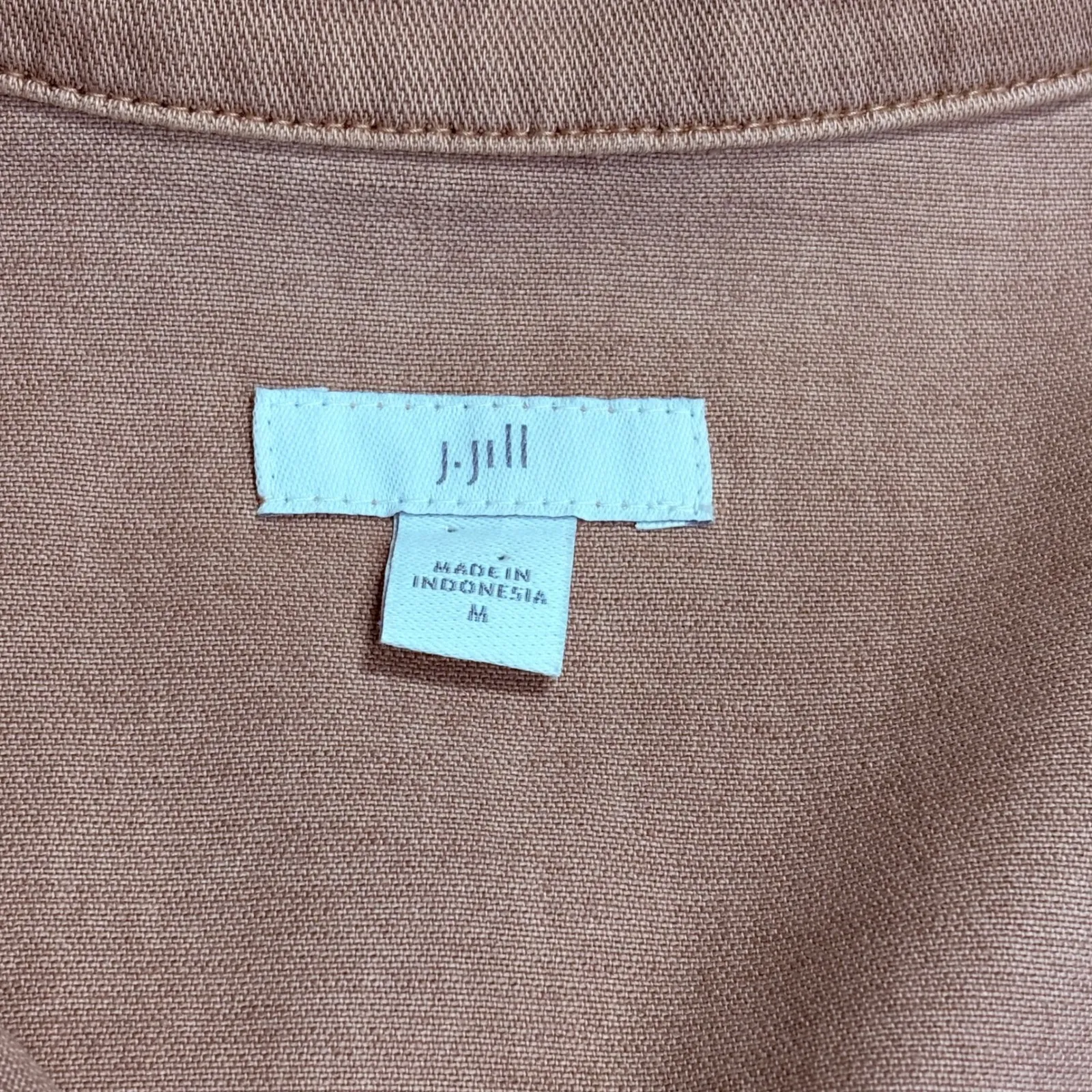 J Jill Jacket Womens M Button Front Cargo Tan Utility Soft Adjustable Minimalist - Image 7