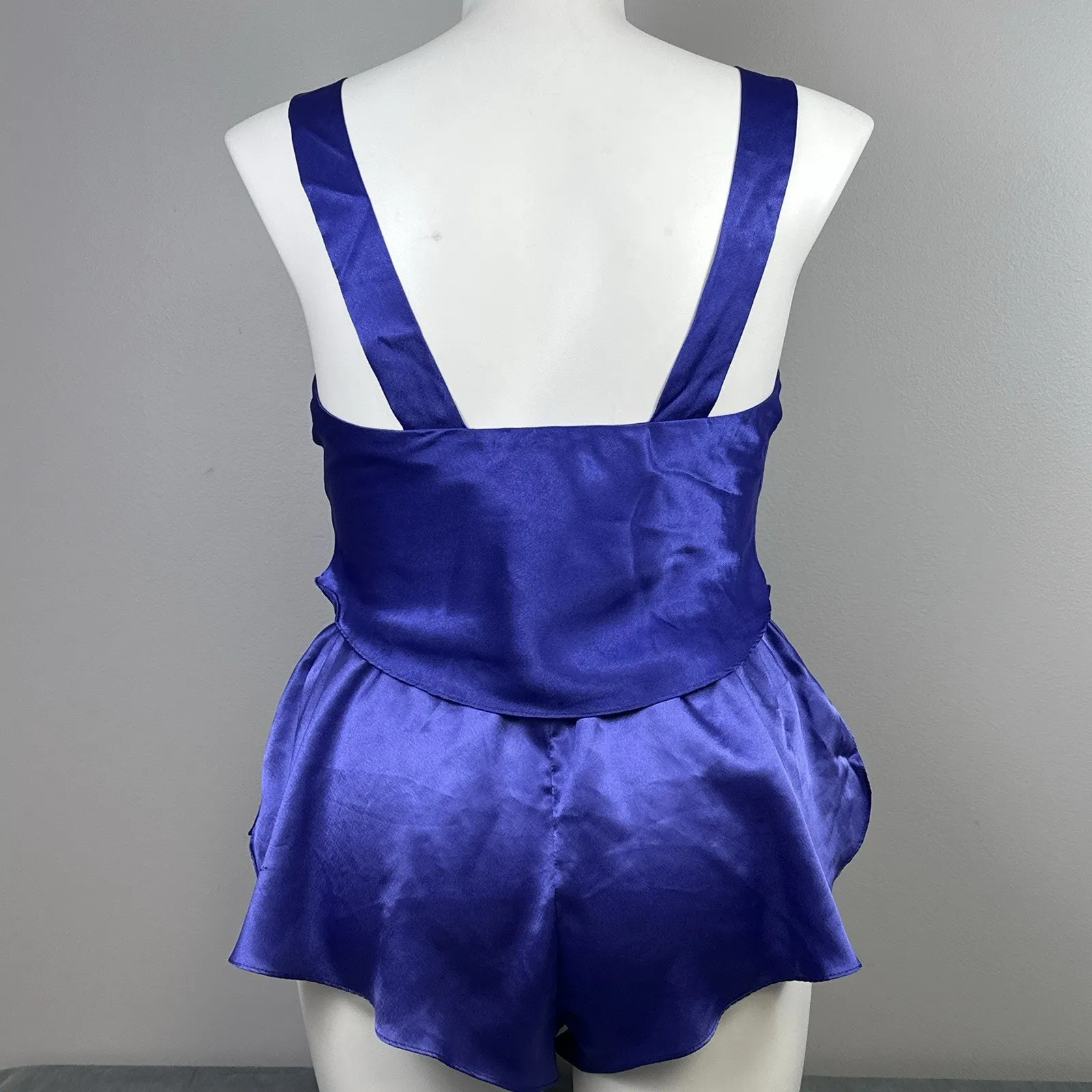 Vintage Delicates Purple Satin Lingerie Set M Medium 2 Piece Crop Cami Tap Short - Image 7