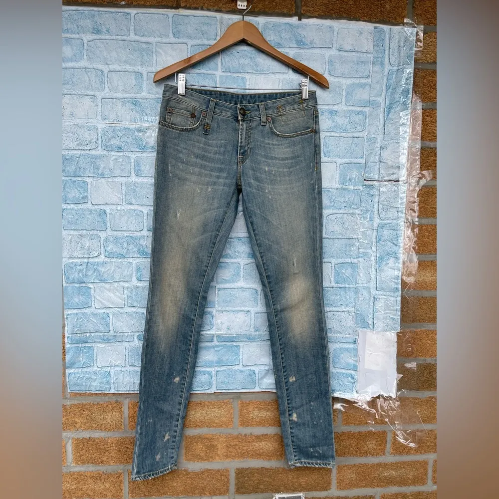 R13 Distressed Washed Paint Splatter jeans size 27 - Image 2