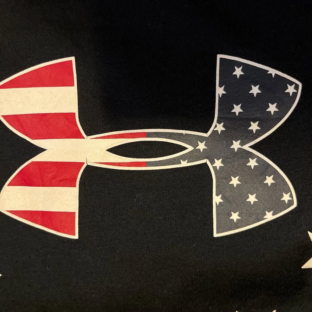 Under Armour Hoodie Women’s Medium Black Sweatshirt Sweater High Neck Flag USA - Image 6