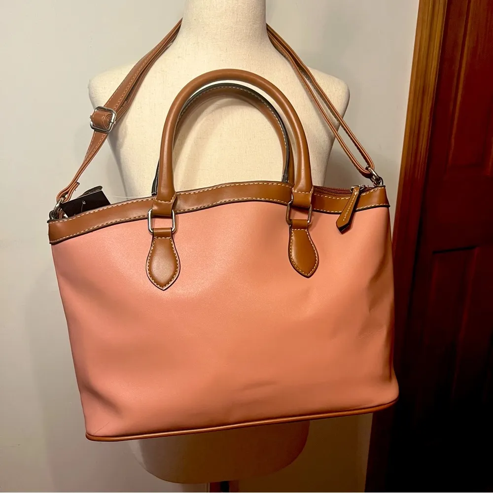NWT London Fog Cameo Pink & Brown Tote or Shoulder Bag - Image 6