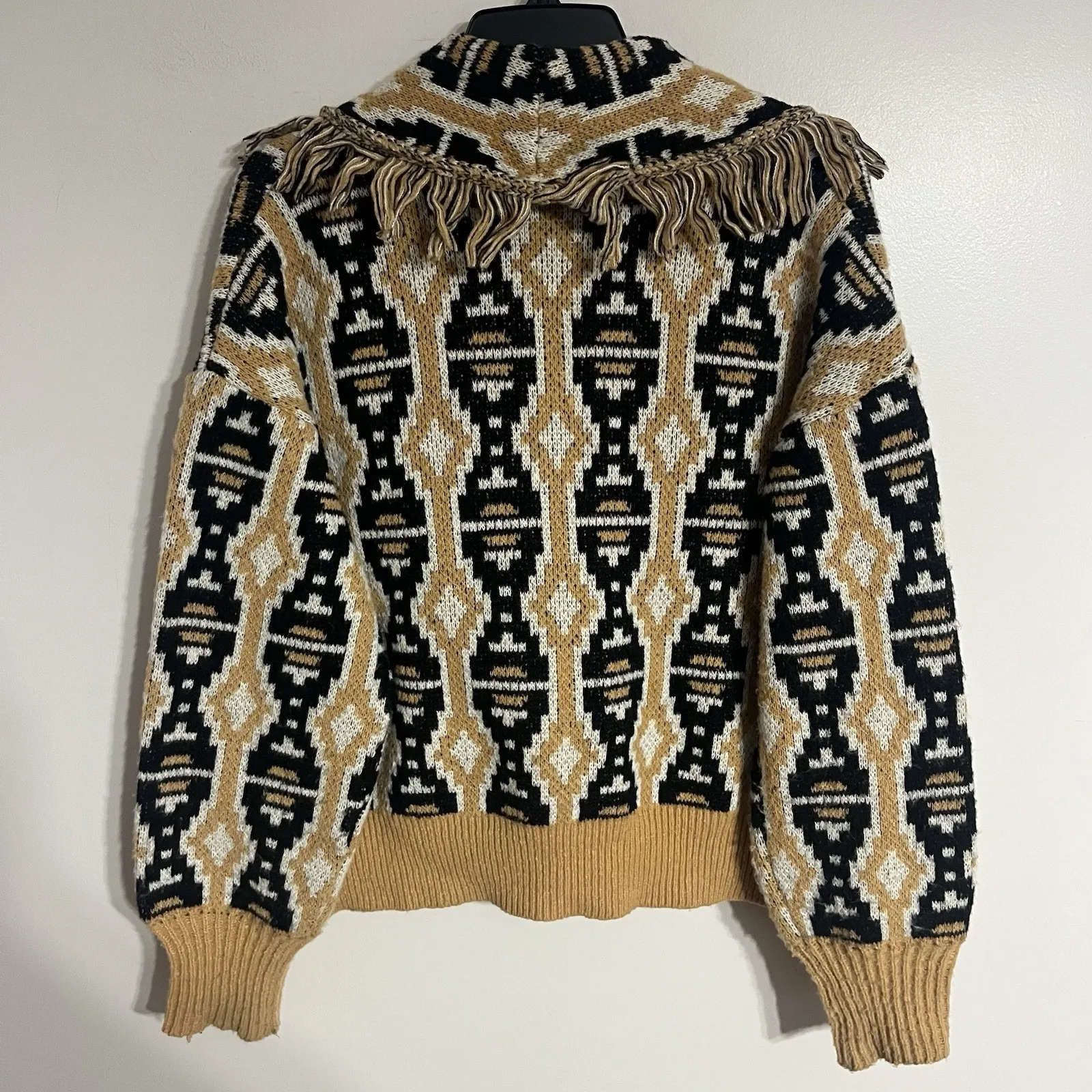 Grace and Karma Womens Aztec Fringe Boho Southwestern Cardigan Sweater Size XL Yellow - Image 10