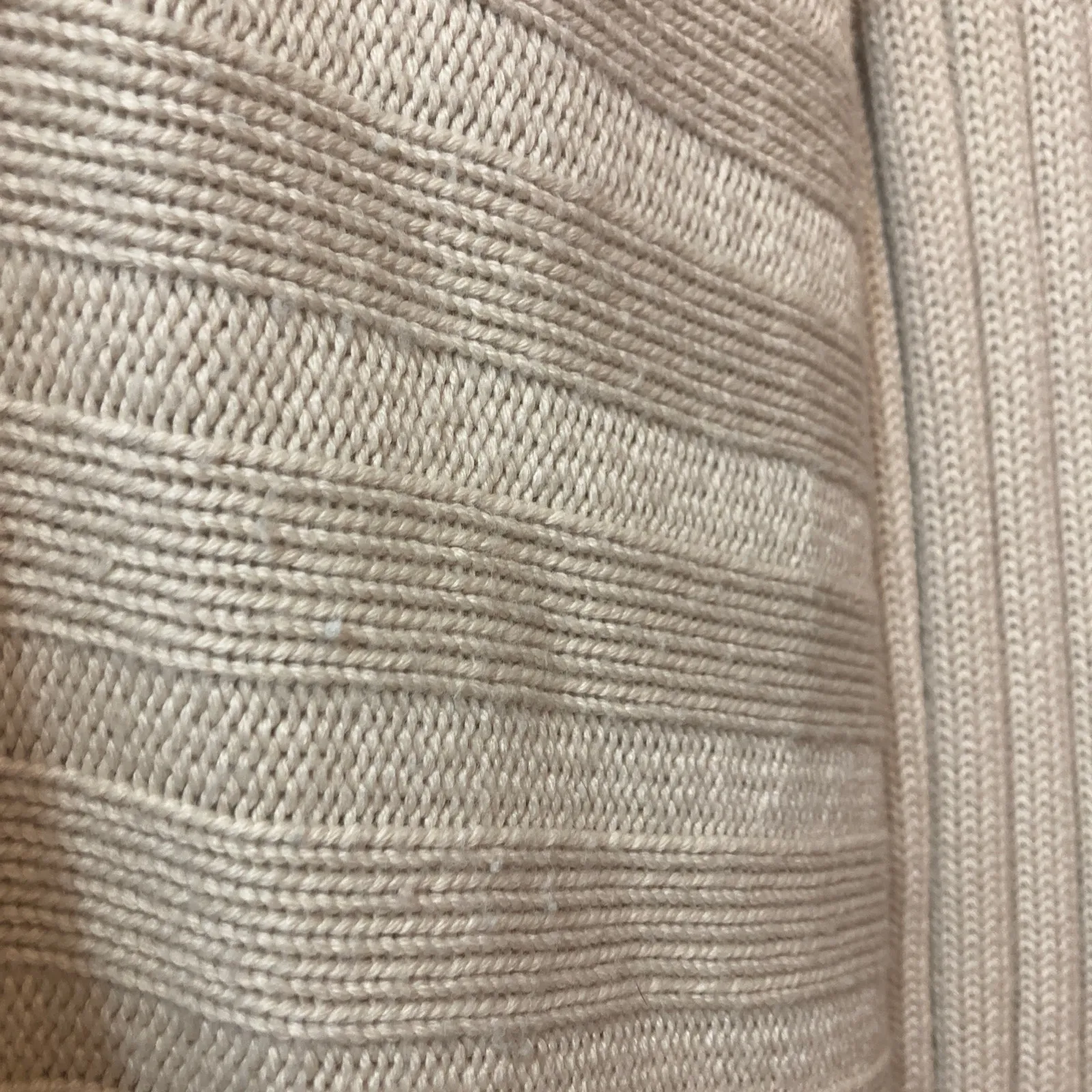 Vintage Sirio Italy Merino Wool Knit Beige Cream Button Fringe Cardigan Sweater Size L - Image 6