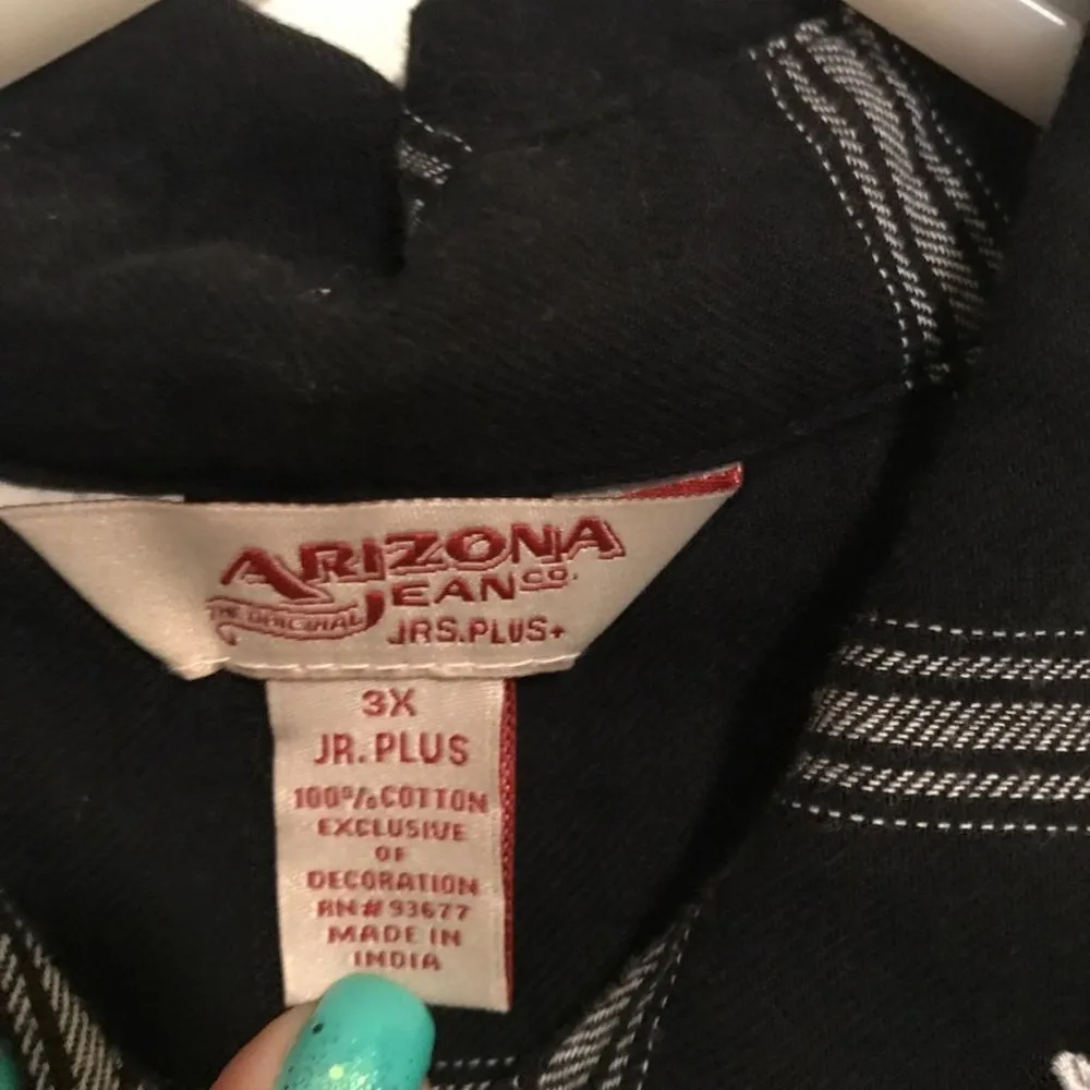 Arizona Jeans Junior's Plus Size Plaid Button Down - Image 3
