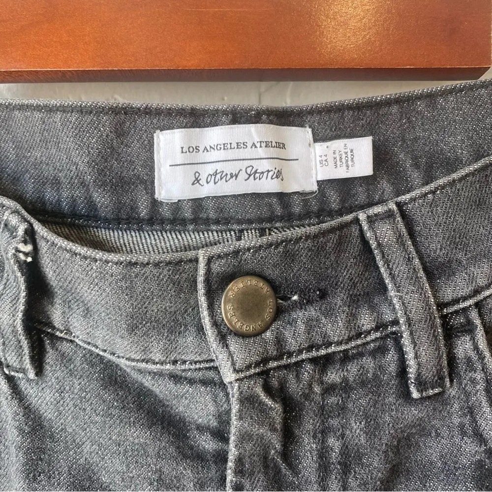 & Other Stories Crawford High Waisted Straight Leg Patchwork Jeans Washed Black - Image 9