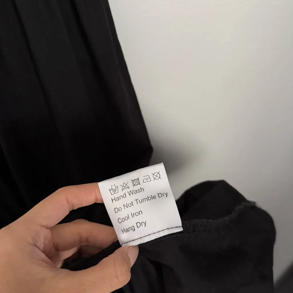 Opt Medium Daphne Midi Dress Ruffle Smock Puff Short Sleeve Cottage Whimsical Black - Image 8