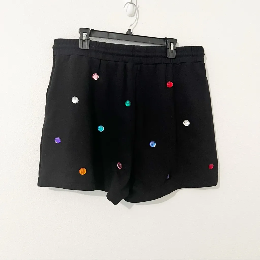 Queen of Sparkles Black Jeweled Shorts Size XXL - Image 4