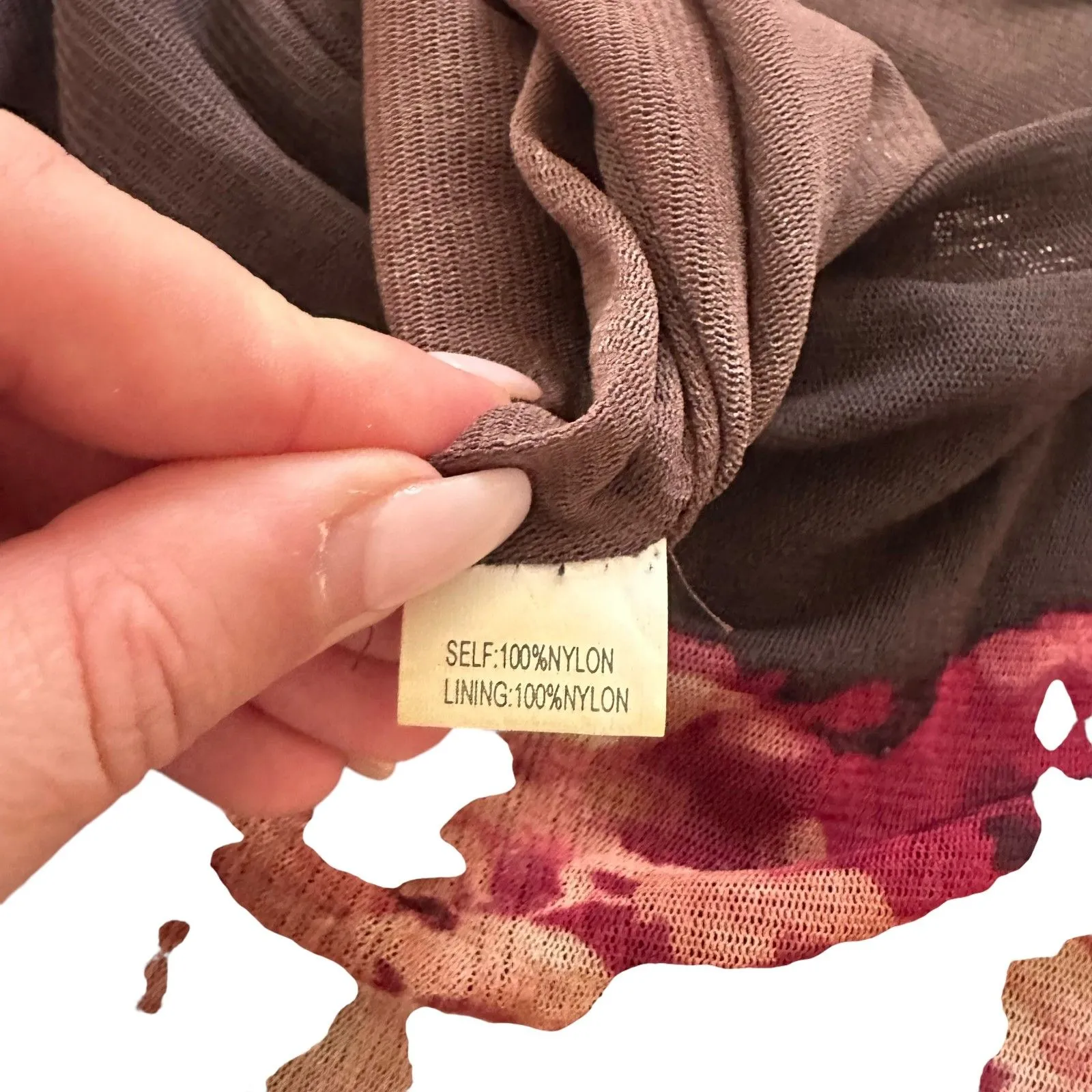 KAY UNGER Floral Mesh Cinched Midi Dress Pink Brown Vintage Medium - Image 7