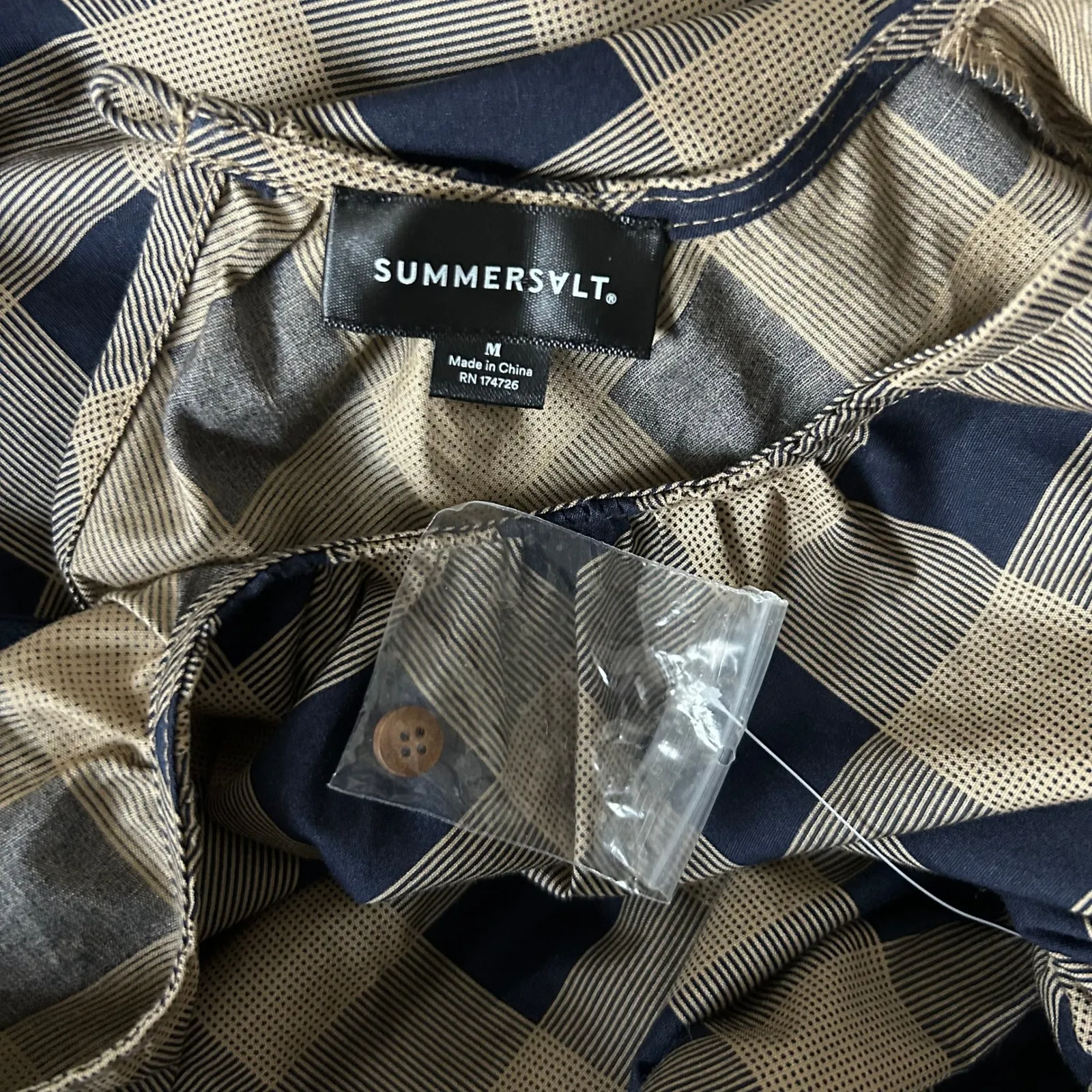 NEW Summersalt The Tiered Midi Dress Buffalo Check Midnight & Toffee Size Medium - Image 6