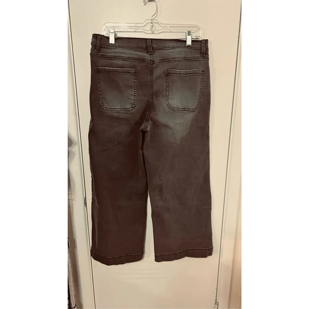 Time & Tru High Rise Wide Leg Dark Gray Jeans Size 14 - Image 4