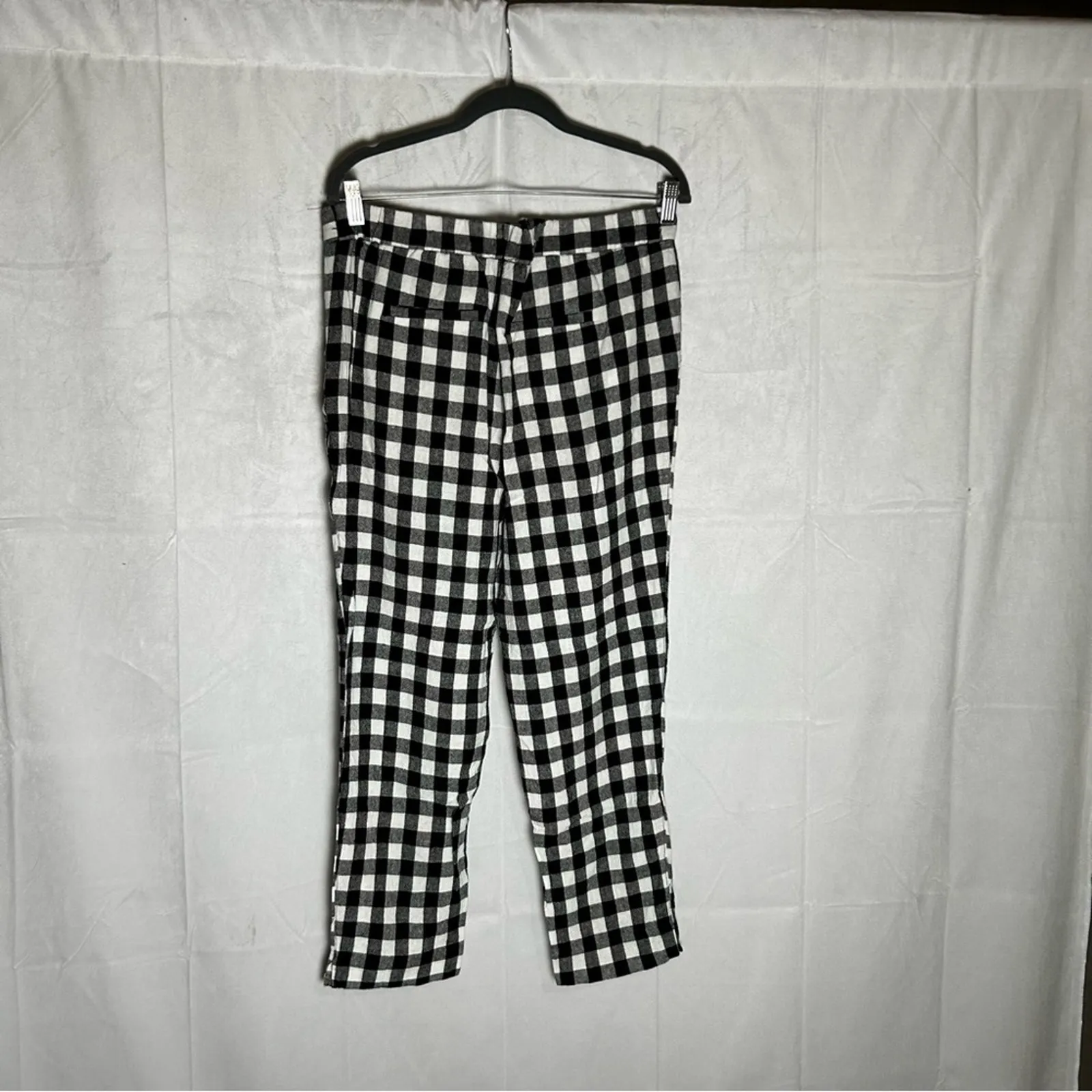 Banana Republic Factory Hayden Pant Black & White Checkered Linen Blend Size 8 - Image 2