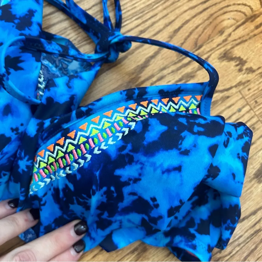 PINK VS| Blue Tie Dye Tribal Neon Two Piece Bikini - Image 10