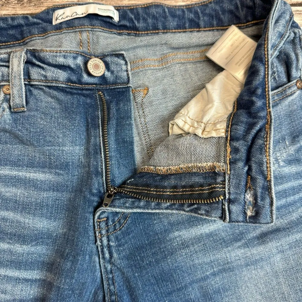 KanCan Women's Straight Leg Ripped Jeans 29 Medium Blue Distressed Ripped Trendy - Image 5