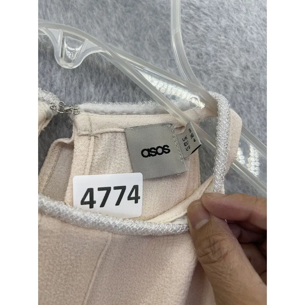 ASOS Women's Dress Tiered Sleeveless Light Pink Size High Neck Trapeze - Image 7