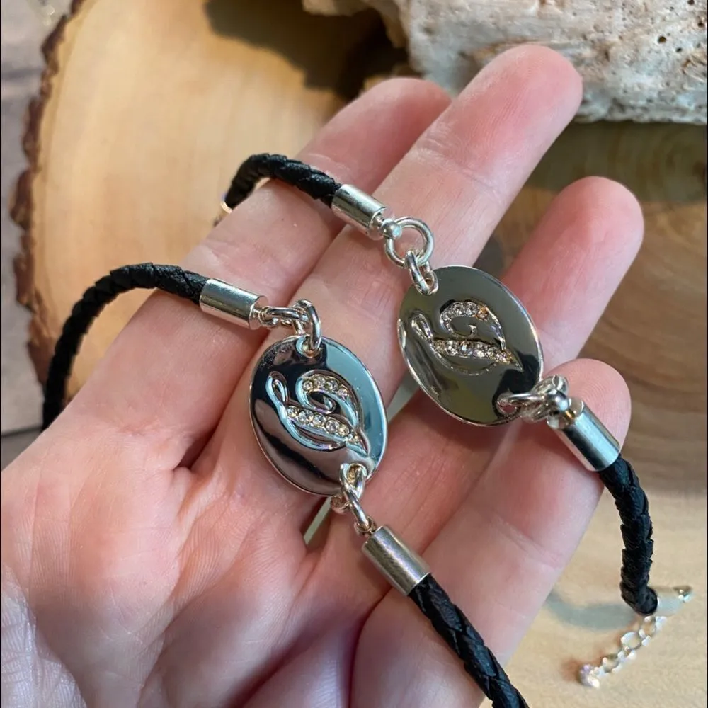 Initial D CZ Necklace bracelet set Black - Image 4