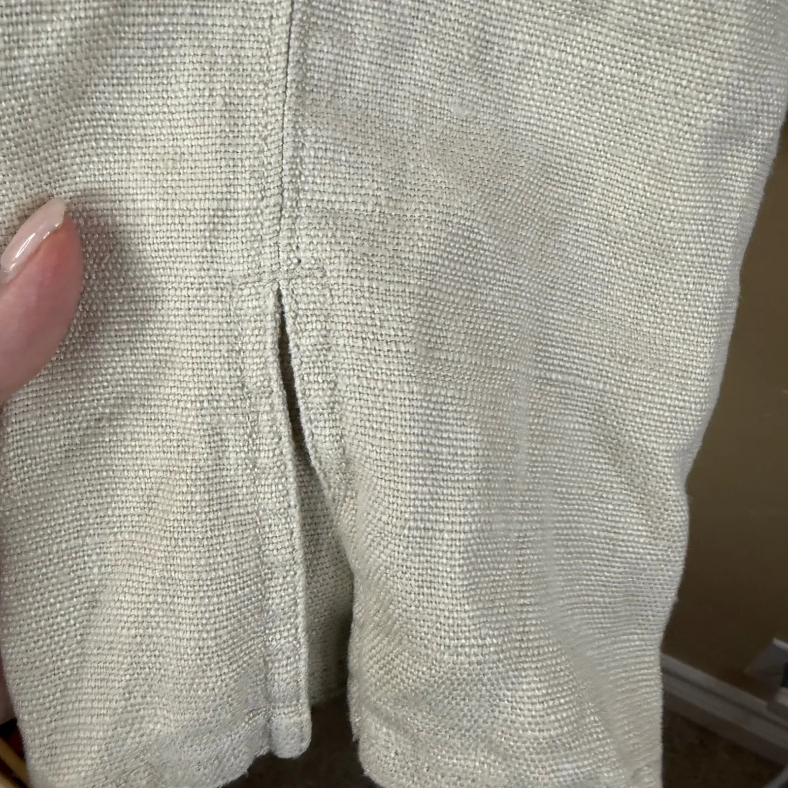 J Jill Womens Hemp Hooded Jacket Button Front Beige Size LG Split‎ Back Career Gray - Image 6