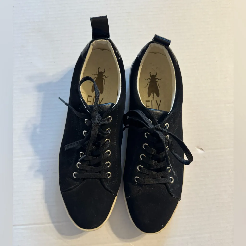 Fly London Black Maco Nubuck Leather Lace Up Sneaker Shoe Womens 42 Classic - Image 2