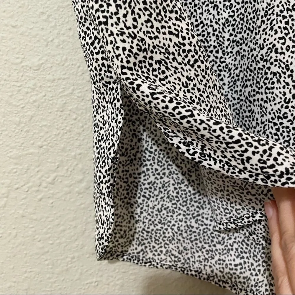 Daniel Rainn DR2 Black & White Cheetah Print Short Sleeve Blouse Womens XS - Image 3