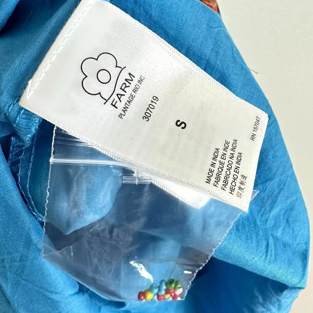 FARM RIO Toucans Garden Midi Dress in Blue Size Small - Image 8