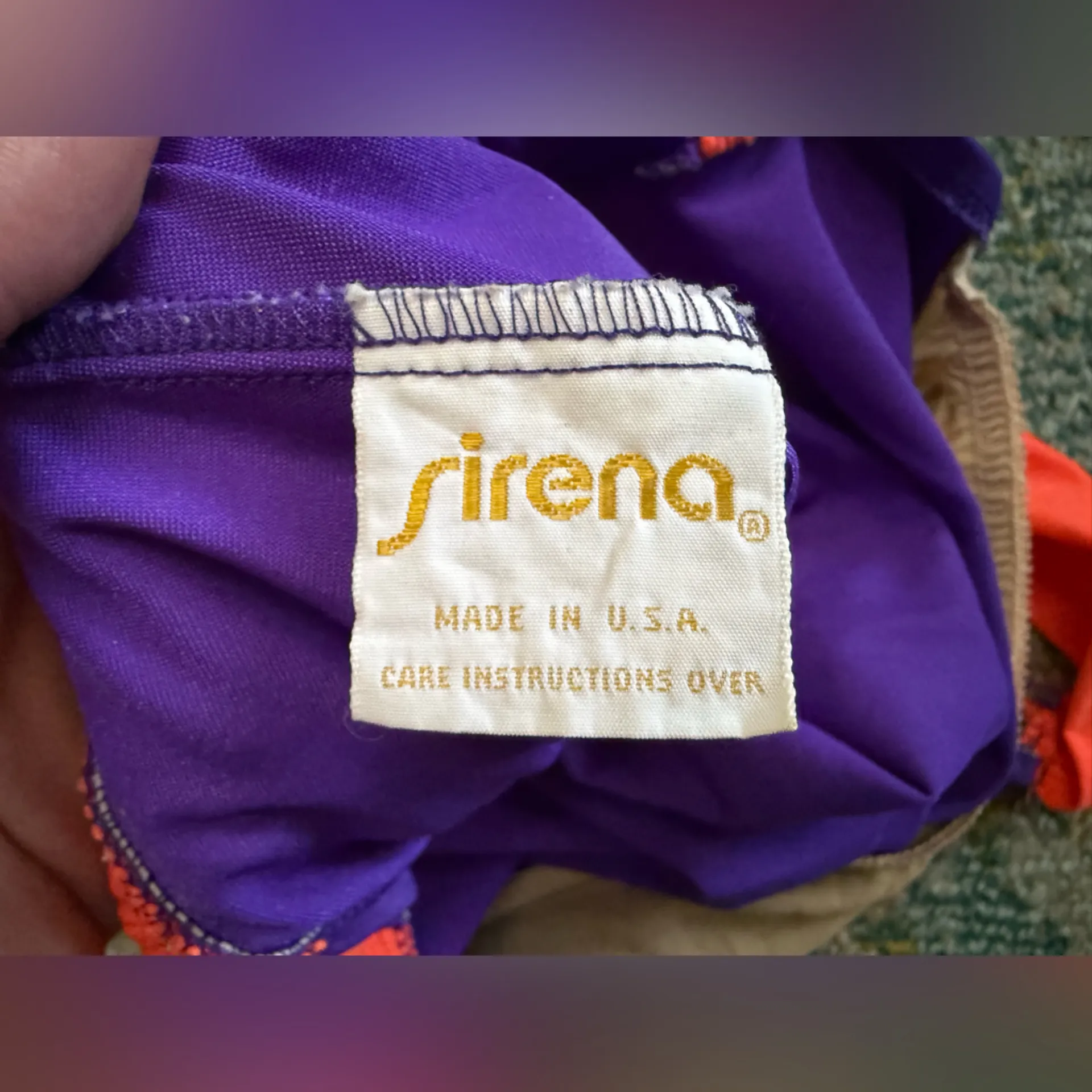 Vintage 80/90s Sirena purple low back bow one piece swimsuit, size medium Orange - Image 6