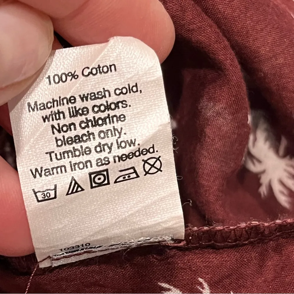 Madewell Maroon Palm Tree Courier Button Down Short Sleeve Top Shirt size Small - Image 9