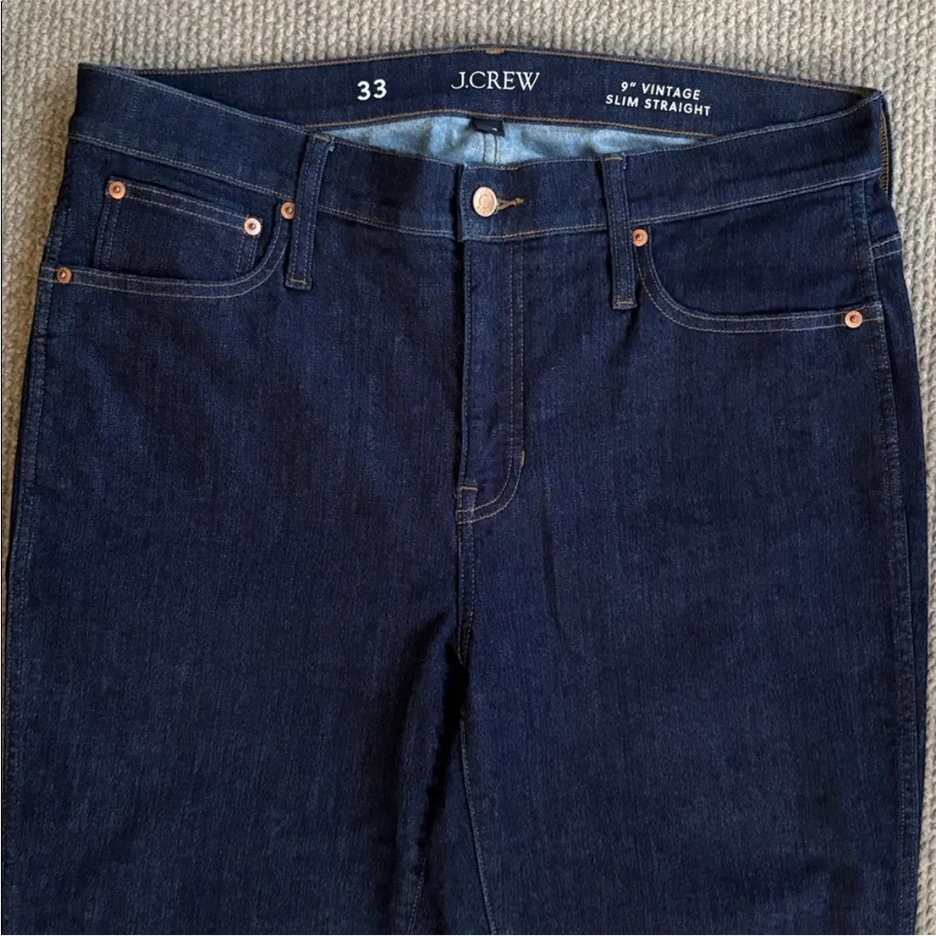 Like New J. Crew Vintage Slim Straight Jeans Resin Wash Size 33 Retail $128.00 - Image 5