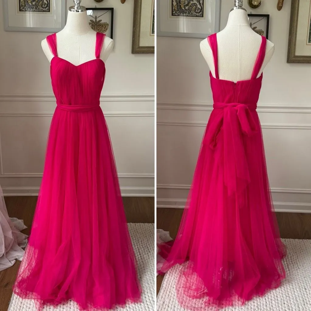 Revelry Hot Pink Tulle Formal Gown Removable Straps $200 4 - Image 2