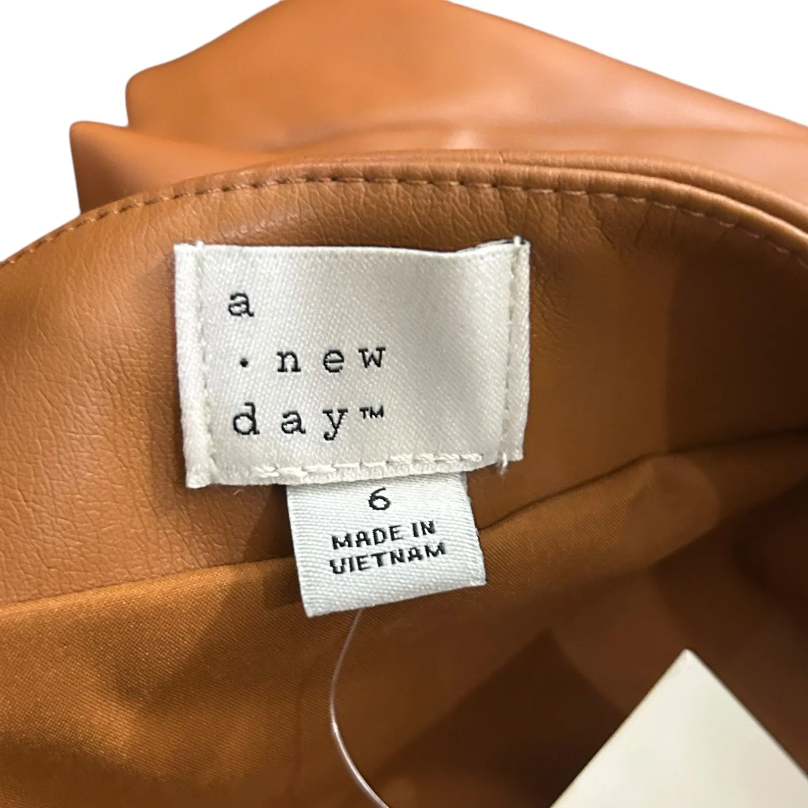 New A New Day Faux Leather‎ Mini Skirt Womens 6 Brown High Waist Casual Party - Image 4