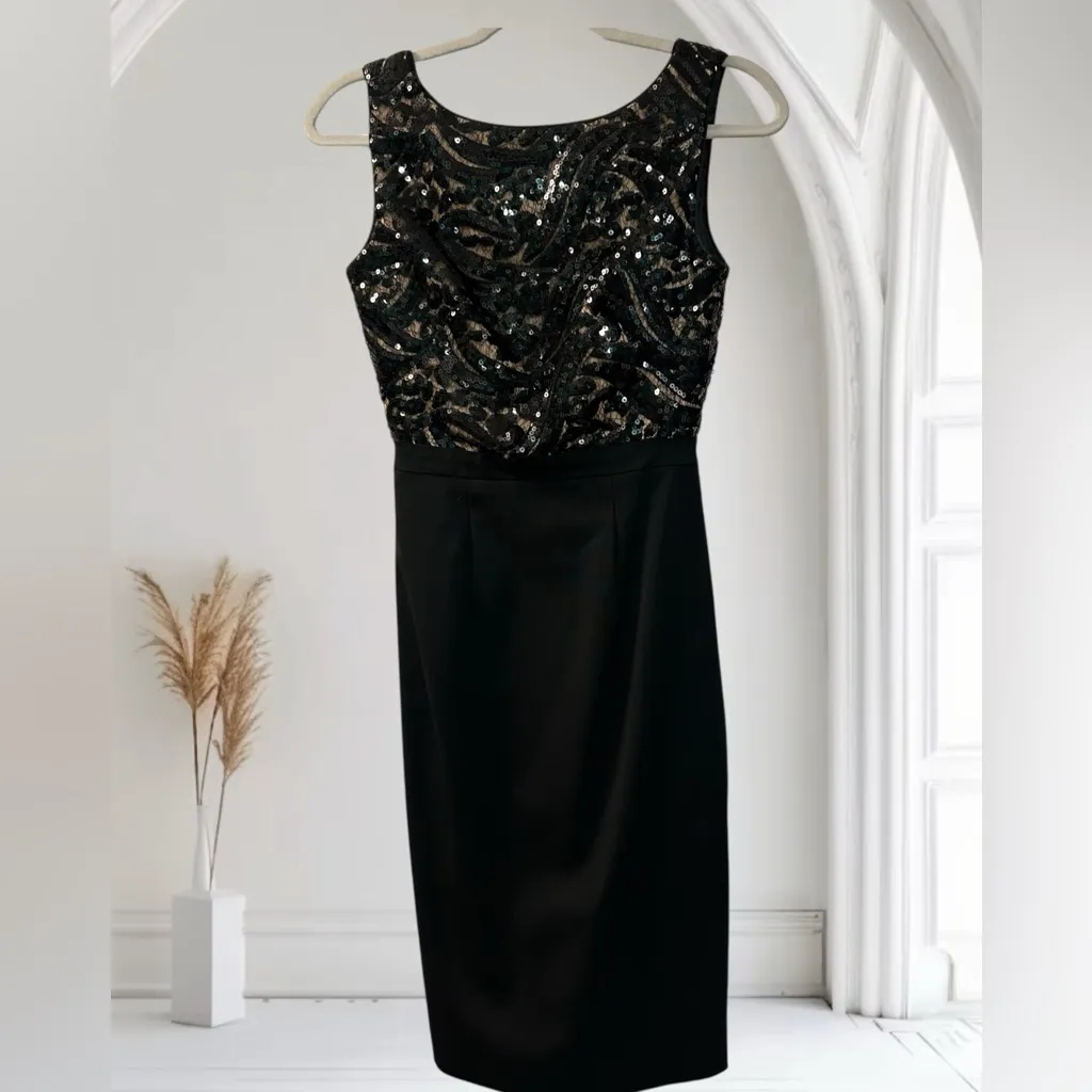 ML Monique Lhuillier sequin embellished formal dress sleeveless bateau size 0 - Image 2
