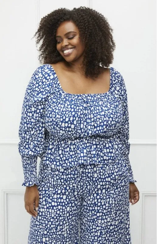 ELOQUII Elements Dot Peplum Top Pants Set Chic Polished Women Plus 26/28 NWT Blue Size undefined - Image 1