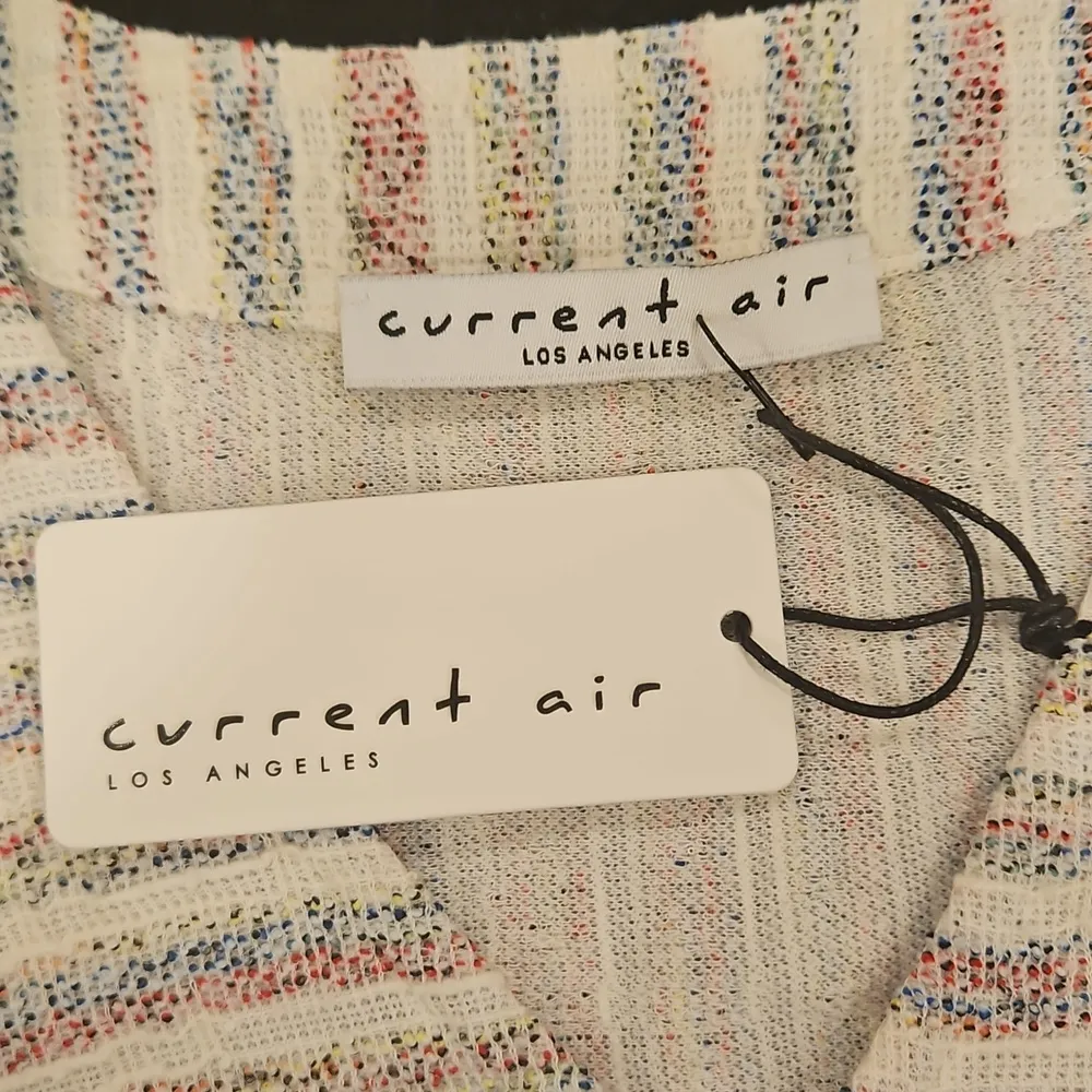 💕CURRENT AIR💕 Short Sleeve Button Front Tie Front Top ~ Striped NWT - Image 7