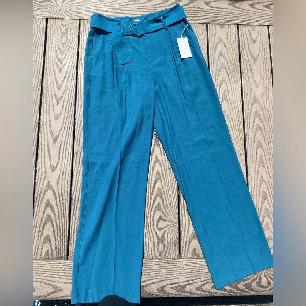 NWT A New Day size 6 teal business casual blue green belted straight leg pants - Image 2