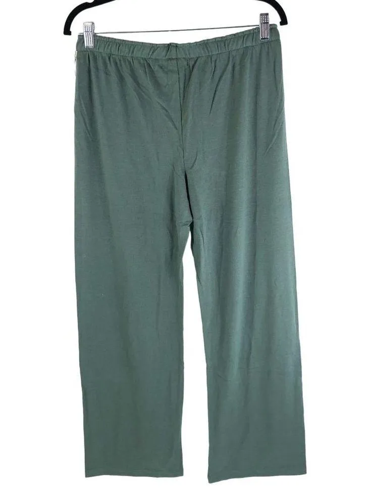 PJ Salvage Womens Pajama Lounge Pants Faux Button Fly Green M - Image 2