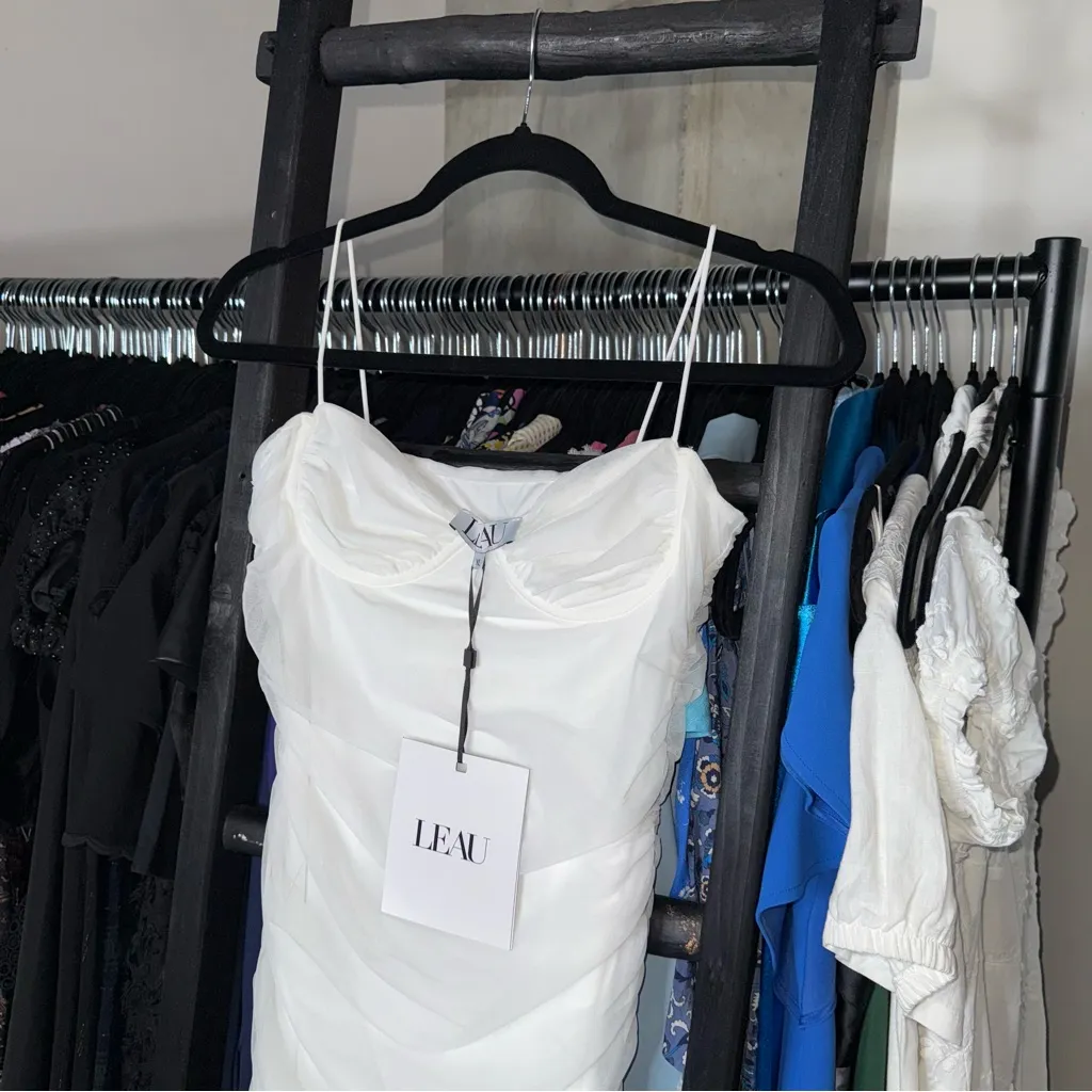 LEAU Dedon Bustier White Mesh Dress Size XL - Image 5