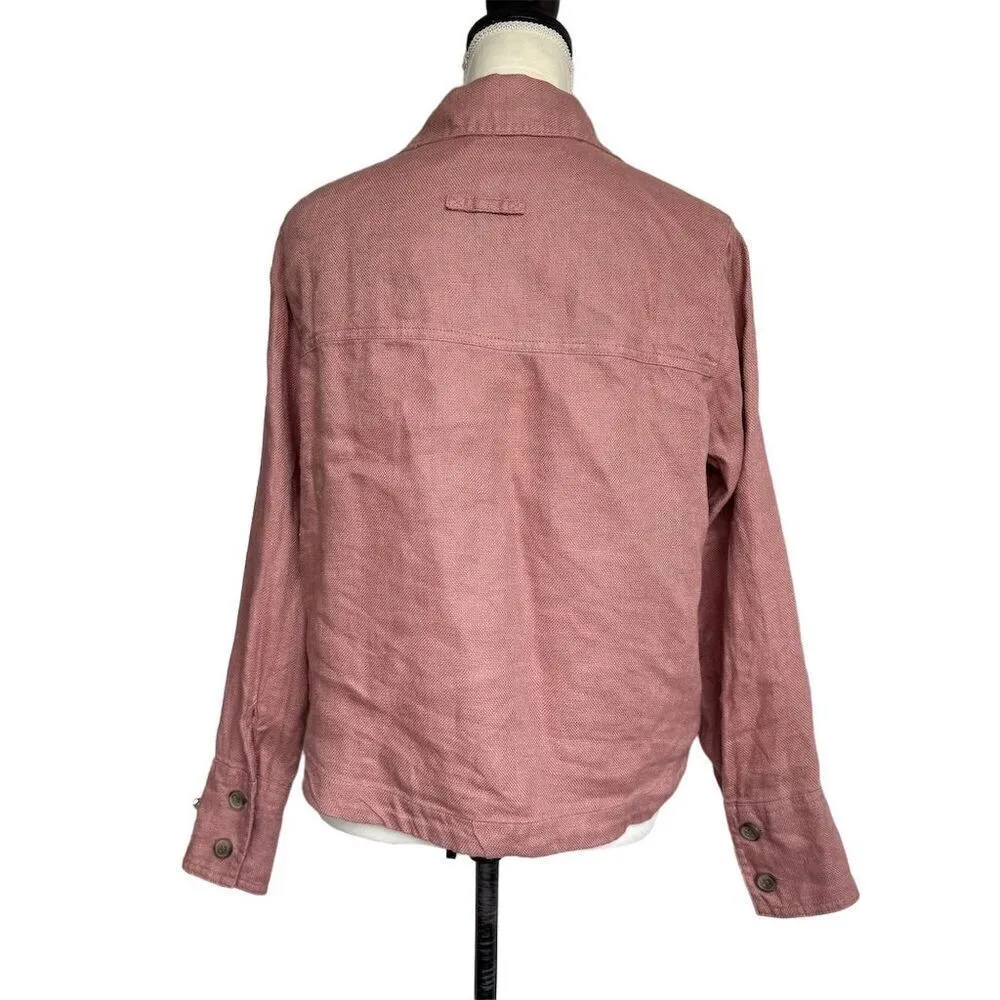 Joie Women's Pink Linen Jacket Size M Button-Down Casual Spring - Image 3