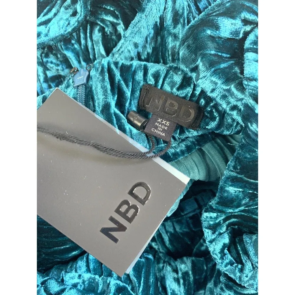 Revolve NBD XXS Abriel Mini Dress Velvet Teal NEW - Image 7