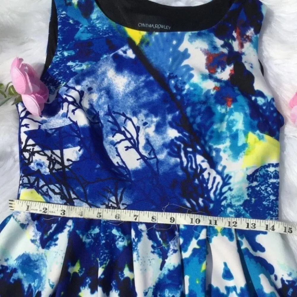 Cynthia Rowley Vibrant Yellow Blue Dress Size 6 Wedding GuestSpring Coral Easter - Image 2