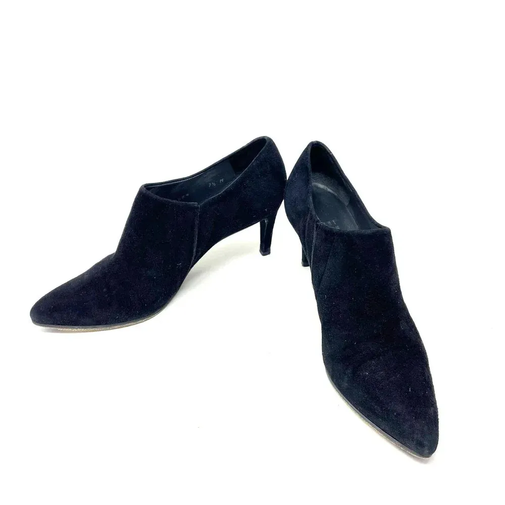 Stuart Weitzman Black Suede Pointed Toe‎ Stiletto Heel Ankle Bootie Size 7.5 - Image 5