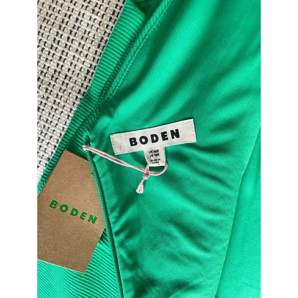 NWT Boden Green Scarlet Ottoman Ponte Dress Size 12 Classic 90s Work Fit & Flare - Image 8