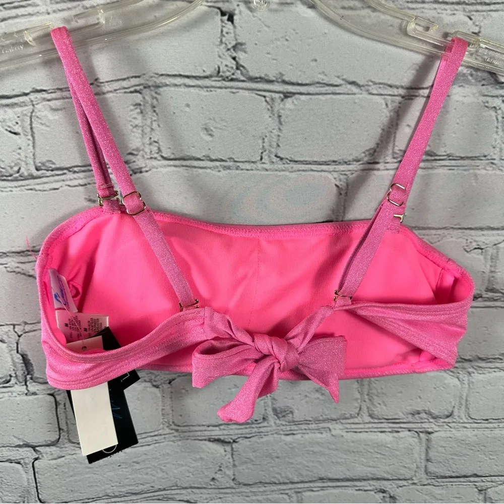 California Waves Juniors’ Straight Bandeau Metallic Shine Tie Back Pink M NWT - Image 3